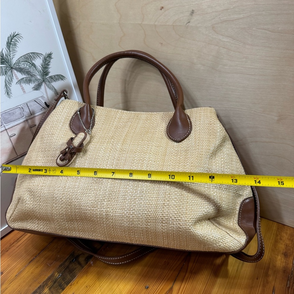 Etienne Aigner Natural Straw Tote with Brown Leather Trim - Picture 13 of 14